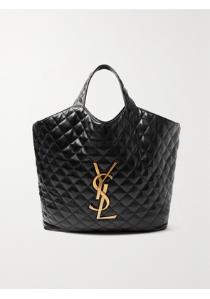 SAINT LAURENT - Icare Maxi Matelassé Leather Tote - Black - One size