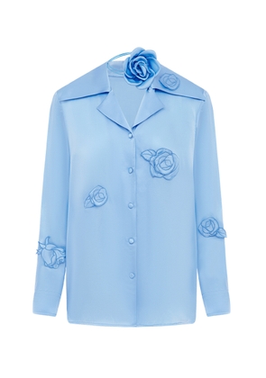 Leo Lin Kristina Appliquéd Silk-Blend Blouse - Moda Operandi