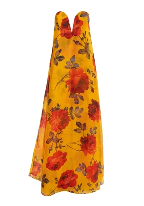 Carolina Herrera Rose-Printed Silk-Crepe Gown - Moda Operandi