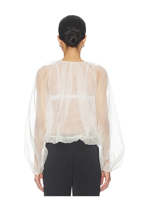FRAME The Sheer Balloon Blouse in Cream. Size L. Also in M, S, XS.