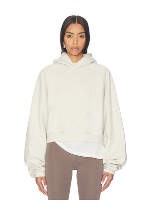 Fear of God ESSENTIALS 90's Raglan Hoodie in Cream. Size M. Also in XS, S, XXS.