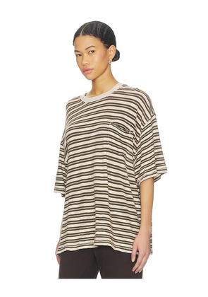 Free People x All Love Stripe Pocket Tee in Brown. Size L. Also in S, M.