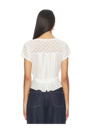 Free People Glimmer Embroidered Top in Ivory. Size L. Also in XS, S, M, XL.