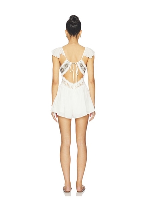 Free People Enchanted Romper in Ivory. Size L. Also in XS, S, M, XL.
