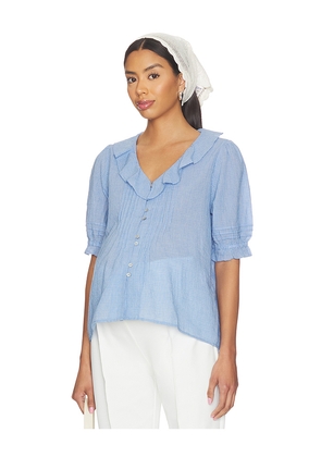 HATCH The Plaid Lou Lou Nursing Blouse in Baby Blue. Size L. Also in M, S, XL, XS.