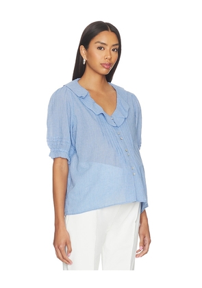HATCH The Plaid Lou Lou Nursing Blouse in Baby Blue. Size L. Also in XS, S, XL.