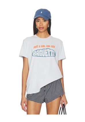 Junk Food Just A Girl And Her Baguette The Vintage Tee in Baby Blue. Size L. Also in M, S, XL, XS, XXL.