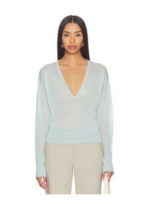 fleur du mal Sheer Knit V-neck Sweater in Mint. Size L. Also in M, S, XS.