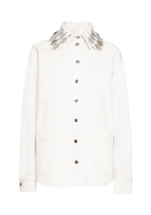 DES_PHEMMES Collar-Embellished Stretch-Cotton Workwear Shirt - Moda Operandi
