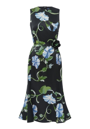 Leo Lin Olive Printed Midi Dress - Moda Operandi