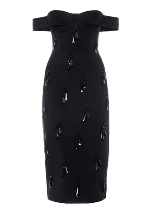 DES_PHEMMES Bead-Embellished Off-The-Shoulder Midi Dress - Moda Operandi