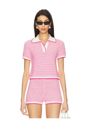 Lovers and Friends Lena Polo Top in Pink. Size L. Also in M, S, XL, XS.