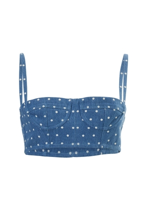 Carolina Herrera Denim Bustier Crop Top - Moda Operandi
