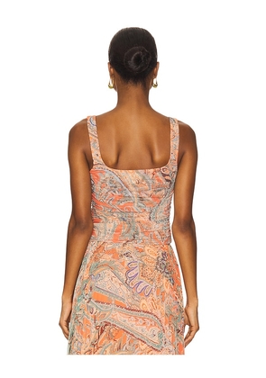 L'AGENCE Rasha Shirred Tank Top in Burnt Orange. Size XL. Also in XS.