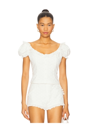 Mirror Palais Love Letter Eyelet Top in White. Size S. Also in XS.