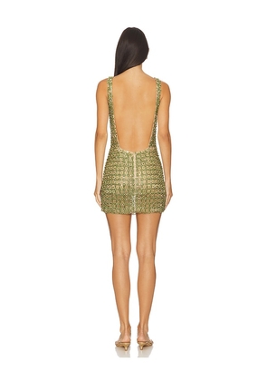 LA FUORI Claudia Green Crystal Mini Dress in Green. Size L. Also in XS.