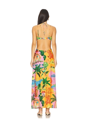 Kulani Kinis Beaded Cut Out Maxi Dress in Yellow. Size M. Also in XS.