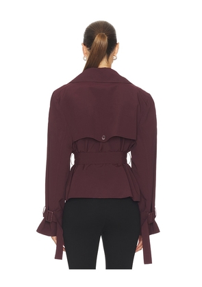 LAMARQUE Quinn Cropped Trench Coat in Burgundy. Size L. Also in S, XS, M.