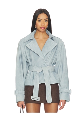 LAMARQUE Dhana Cropped Trench Coat in Blue. Size L. Also in M, S, XS.
