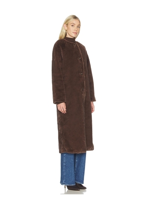 Line & Dot Axel Faux Fur Coat in Brown. Size L. Also in XS, S, M.