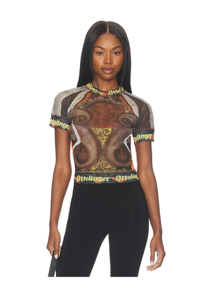 Ottolinger Mesh T-shirt in Olive. Size L. Also in M, S, XL, XS.