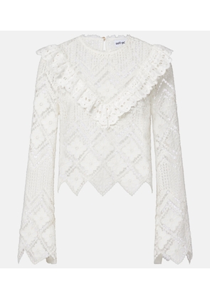 Self-Portrait Crochet ruffled top