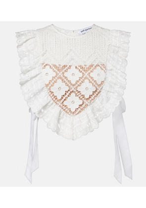 Self-Portrait Crochet ruffled crop top