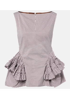 Dries Van Noten Striped ruffled cotton and silk top