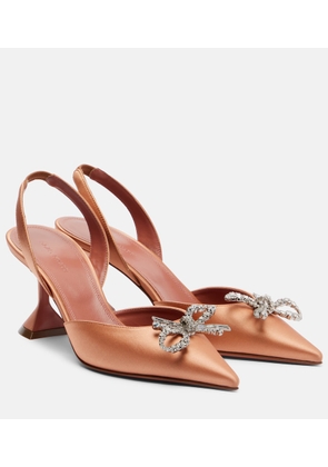 Amina Muaddi Rosie embellished satin slingback pumps