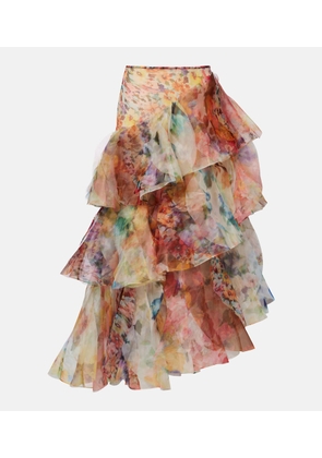 Zimmermann Luna floral ruffled maxi skirt