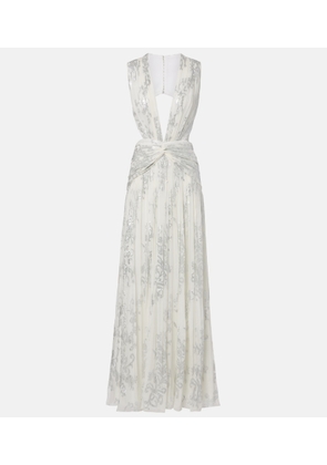 Costarellos Amalia floral silk georgette gown