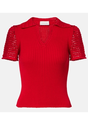 Magda Butrym Crochet-trimmed cotton polo shirt