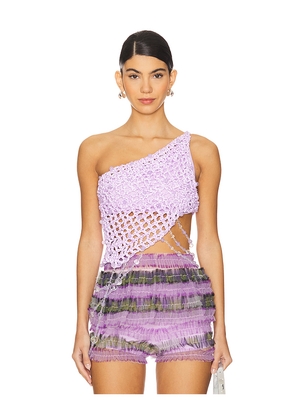 Susan Fang Diagonal Crochet Beaded Top in Lavender. Size M. Also in XS.