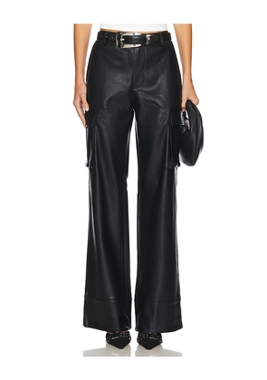 SEROYA Fifer Faux Leather Low Rise Cargo Pant in Black. Size XL. Also in L.