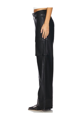 SEROYA Fifer Faux Leather Low Rise Cargo Pant in Black. Size XL. Also in L.