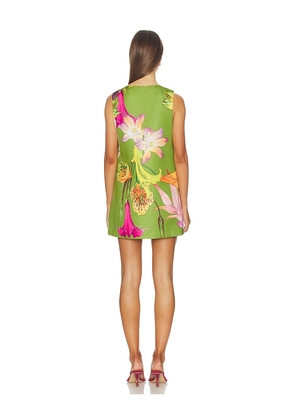 Muma World Floral Canopy V Neck Electra Dress in Green. Size L. Also in XS, M.
