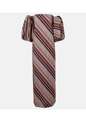 Adriana Degreas Striped off-shoulder cotton-blend maxi dress