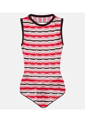The Attico Striped crochet cotton top