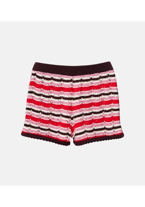 The Attico Striped crochet cotton shorts