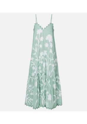 Juliet Dunn Floral scalloped cotton midi dress