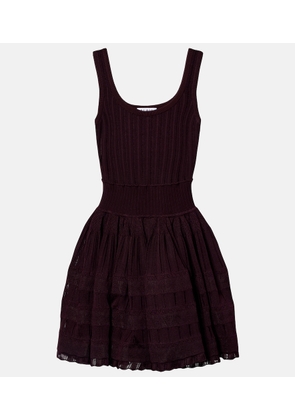 Alaia Ribbed-knit scalloped minidress
