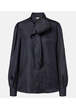Saint Laurent Printed tie-neck silk crepe de chine blouse