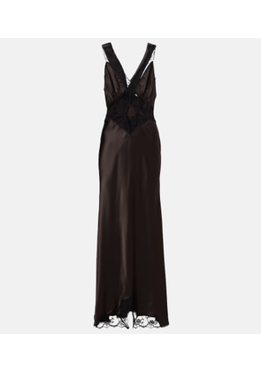 SIR Lace-trimmed silk maxi dress