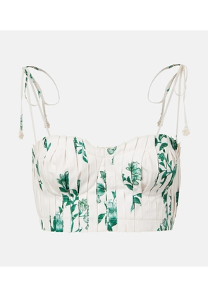 Agua by Agua Bendita Moringa floral pleated cotton crop top