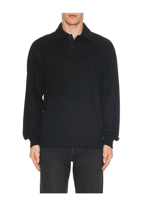 Reigning Champ Midweight Terry Rugby Sweater in Black. Size L. Also in M, S, XL/1X, XXL/2X.