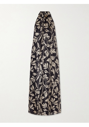 Max Mara - Printed Silk-twill Midi Dress - Black - UK 4,UK 6,UK 8,UK 10,UK 12,UK 14