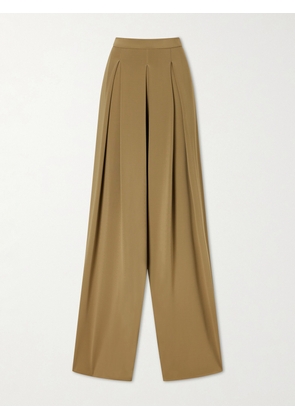Max Mara - Pleated Crepe Wide-leg Pants - Brown - x small,small,medium,large,x large