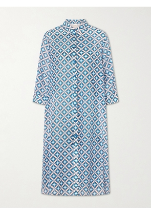 Max Mara - Printed Cotton And Silk-blend Midi Dress - Blue - UK 2,UK 4,UK 6,UK 8,UK 10,UK 12,UK 14,UK 16,UK 18