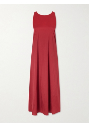 Max Mara - Cotton-blend Taffeta Maxi Dress - Burgundy - UK 2,UK 4,UK 6,UK 8,UK 10,UK 12,UK 14,UK 16,UK 18