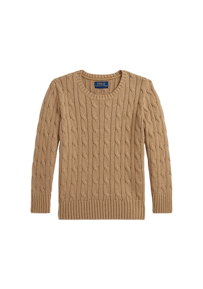 Polo Ralph Lauren Long Sleeve Cable Knit Crewneck Sweater in Tan. Size 2. Also in 6.